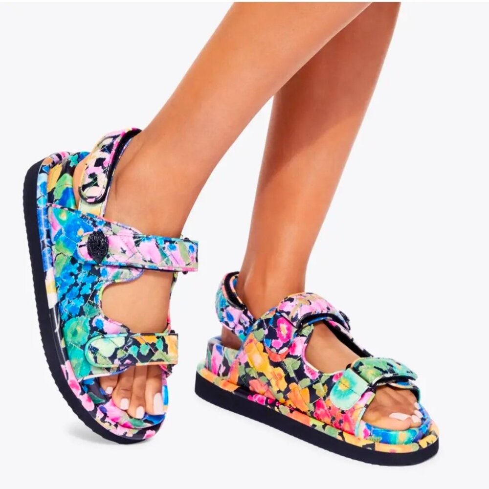 Kurt Geiger Multicolor Floral Print Platform Sandals